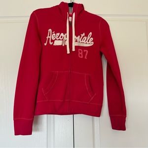 Aeropostale Pink Zipper Baseball Style w White Script Hoodie Jacket Size M